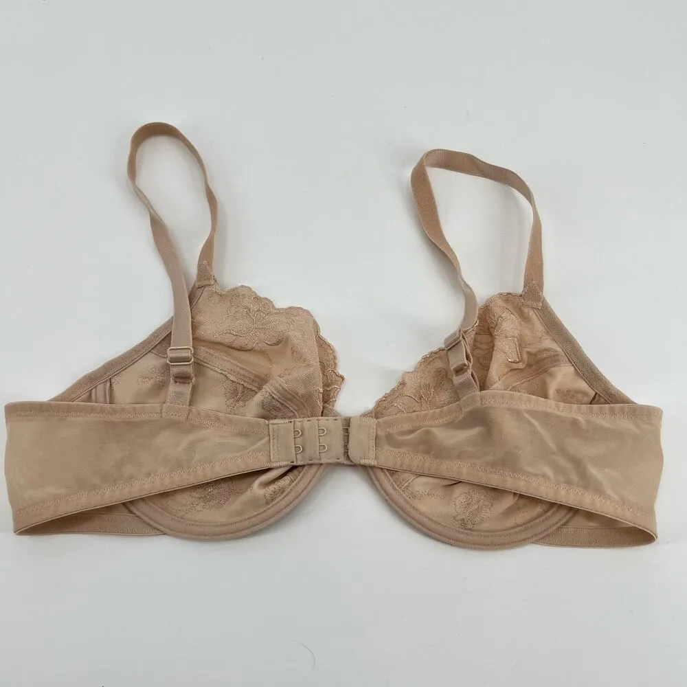 Wacoal High Profile Bra beige tan nude subtle floral underwire 85188 size 38B - Image 5