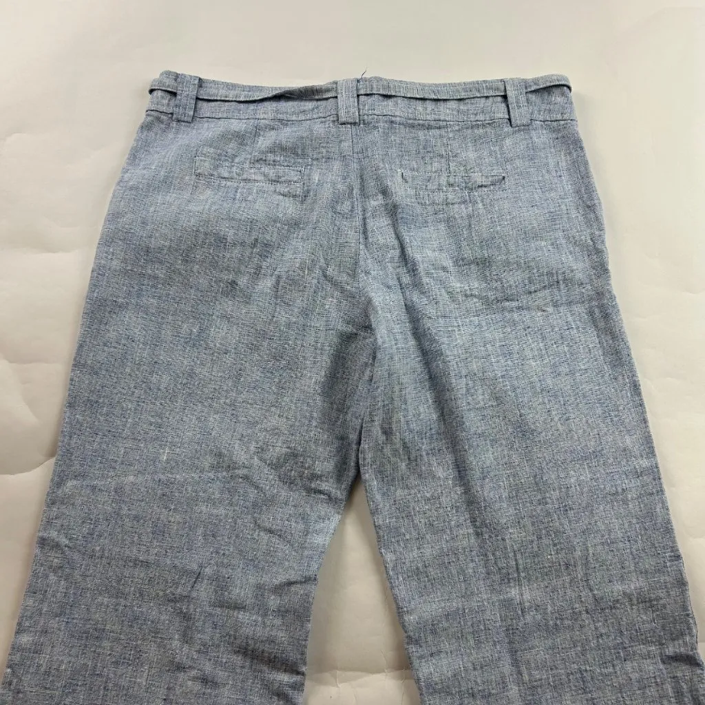 Zenana Outfitters Blue Chambray Linen Blend Straight Leg Summer Pant L - Image 6