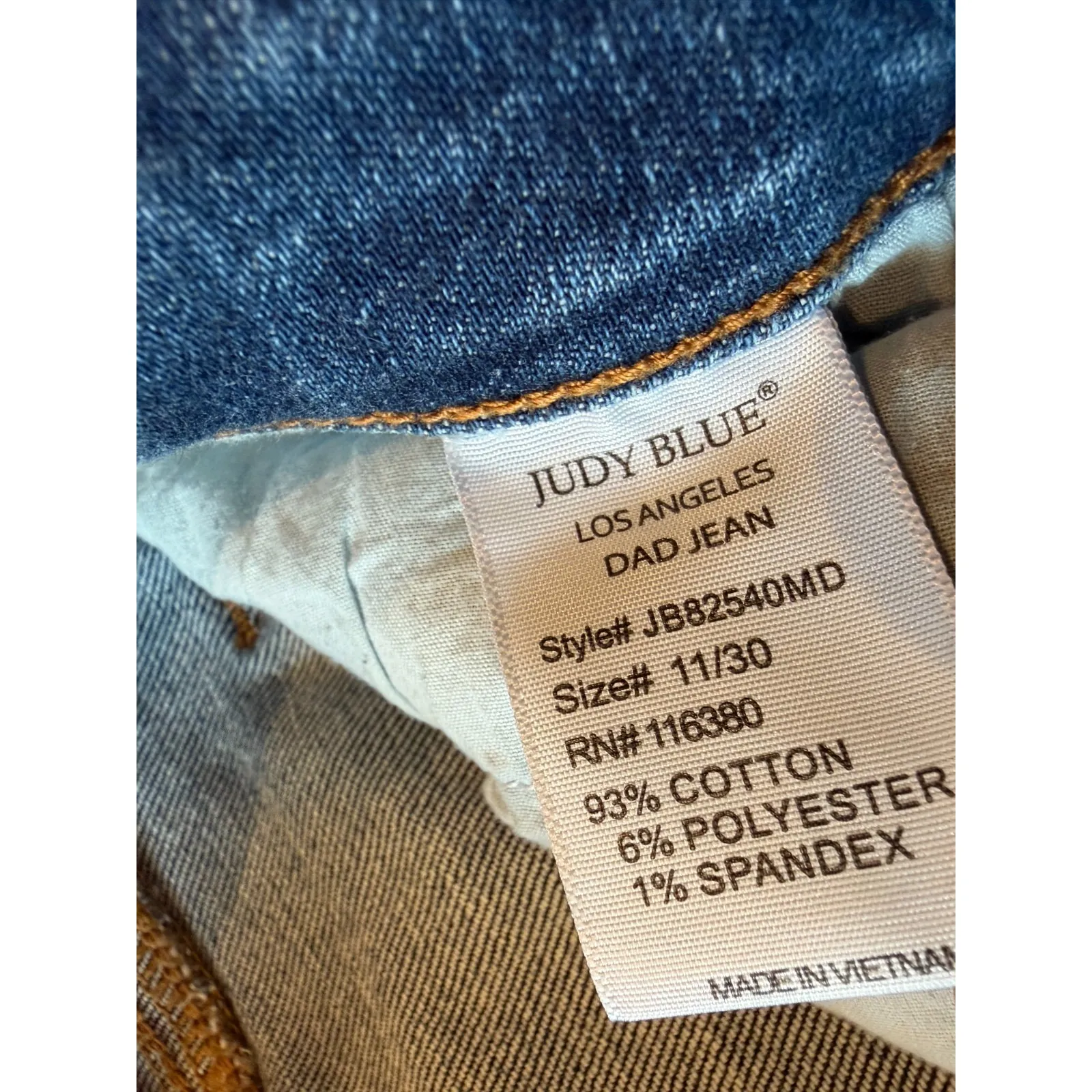 Judy Blue Dad Jean 11 30 Jeans Raw Hem Straight Leg Distressed Boho Hippie 82540 - Image 4