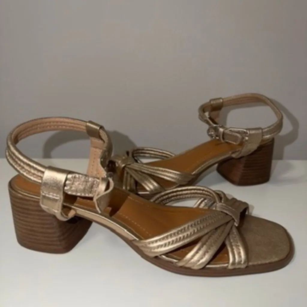 Lucky Brand Metallic Strappy Heeled Sandals Women’s Size 9.5 Block Heel - Image 3