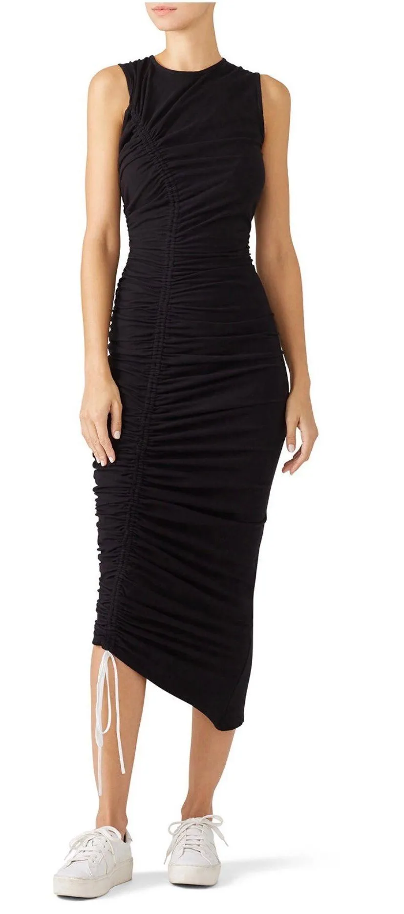 Cinq à Sept Cinq a Sept Cora women’s black asymmetrical ruched midi dress XS extra small - Image 20