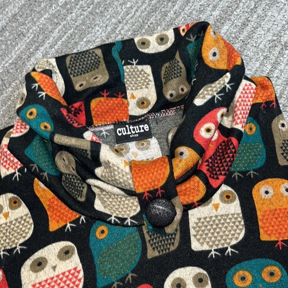 Owl Tank Sleeveless Top Blouse Shell S Small M Medium Black - Image 2