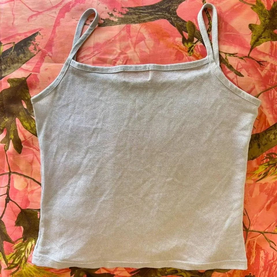 y2k vintage 2000s grey sparkly glitter camisole tank top Gray - Image 4