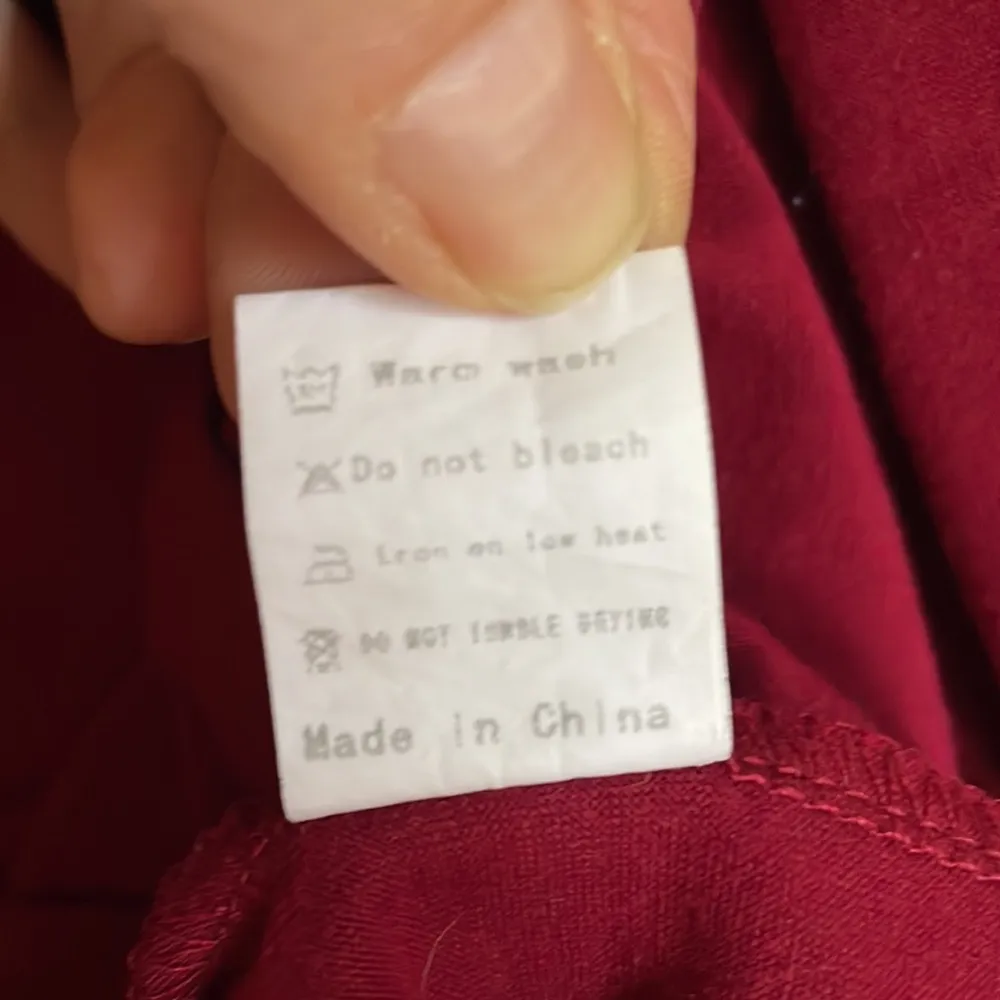 Red Cotton 3/4” Sleeve Top with Ruched long Sleeves and Ruched sides Loose Fit M Size M - Image 12