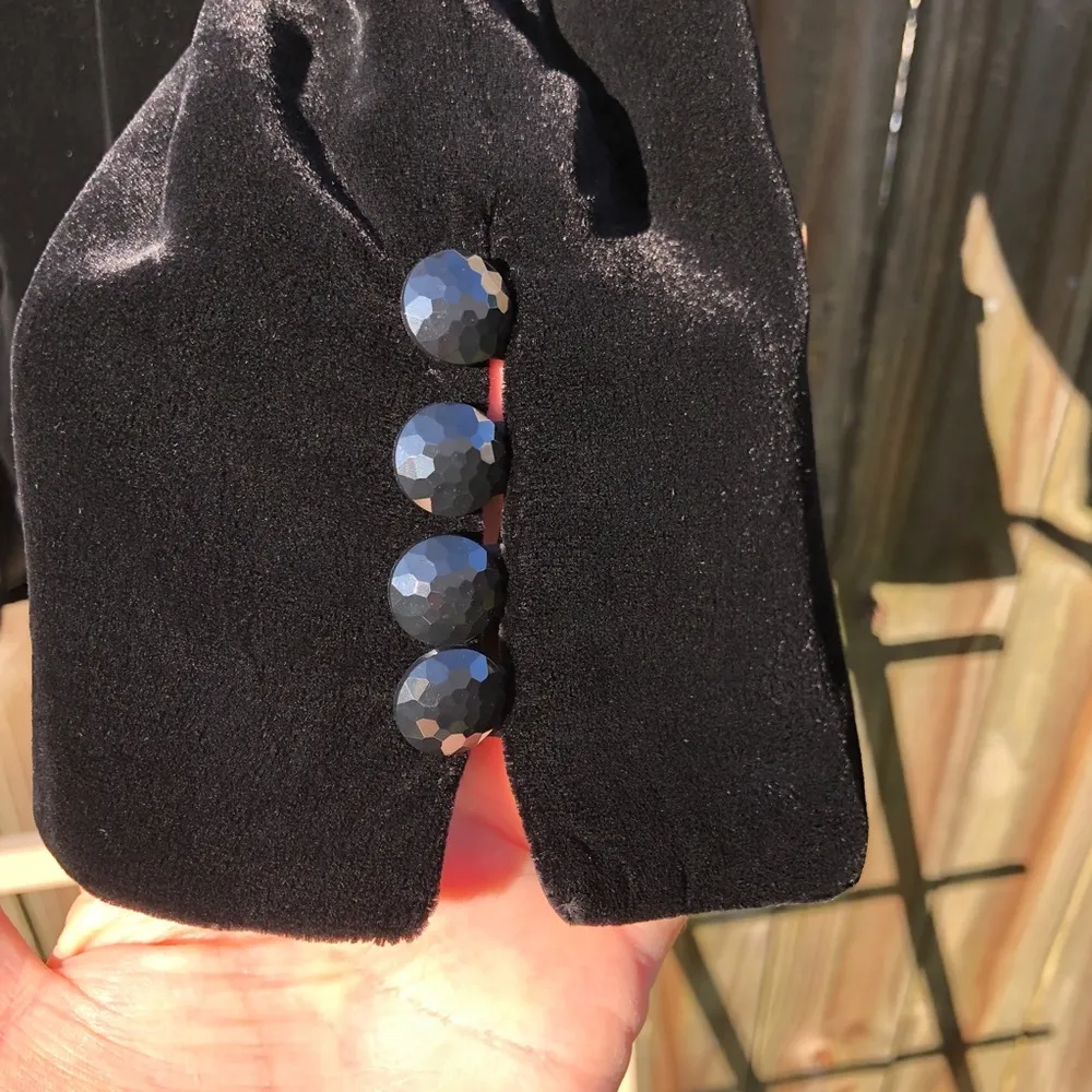 Ann Taylor Loft Black Velvet Silk blend jewel button blazer jacket 4 - Image 4