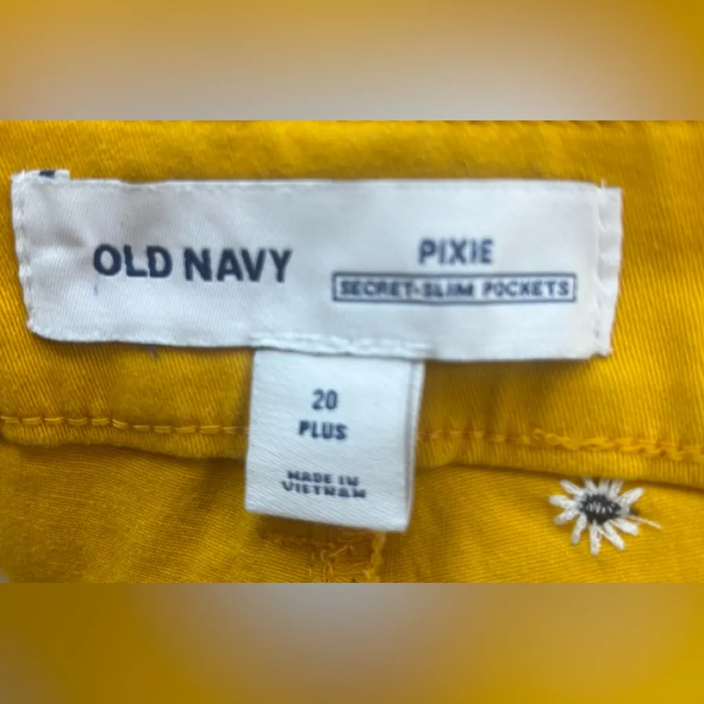Old Navy Pixie 20 Sunflower Yellow Floral Stitched Jeans - Image 5