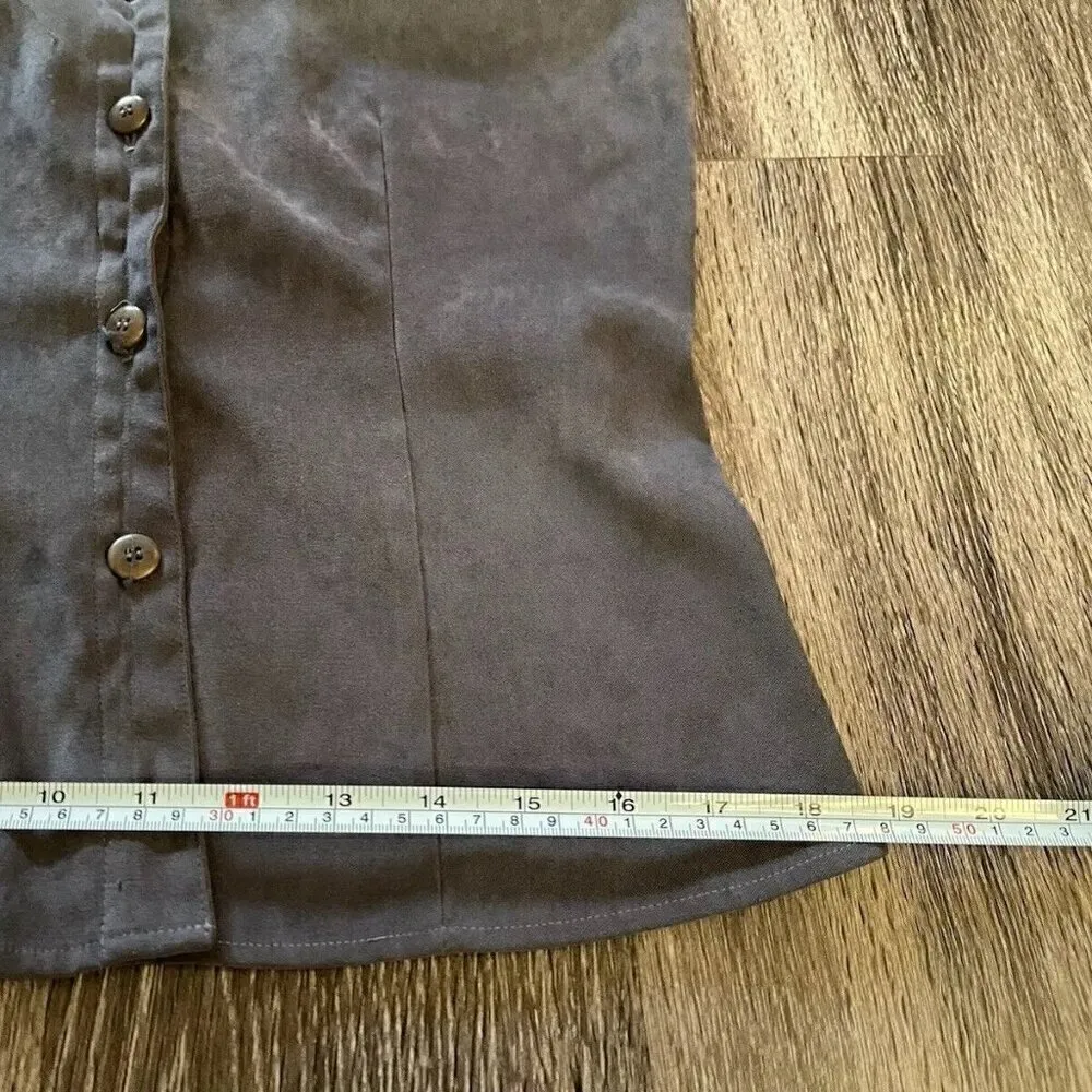 Vintage GO Womens Vest Olive /Gray Tone Size 6 Lagenlook Button Up Made In USA Green - Image 6