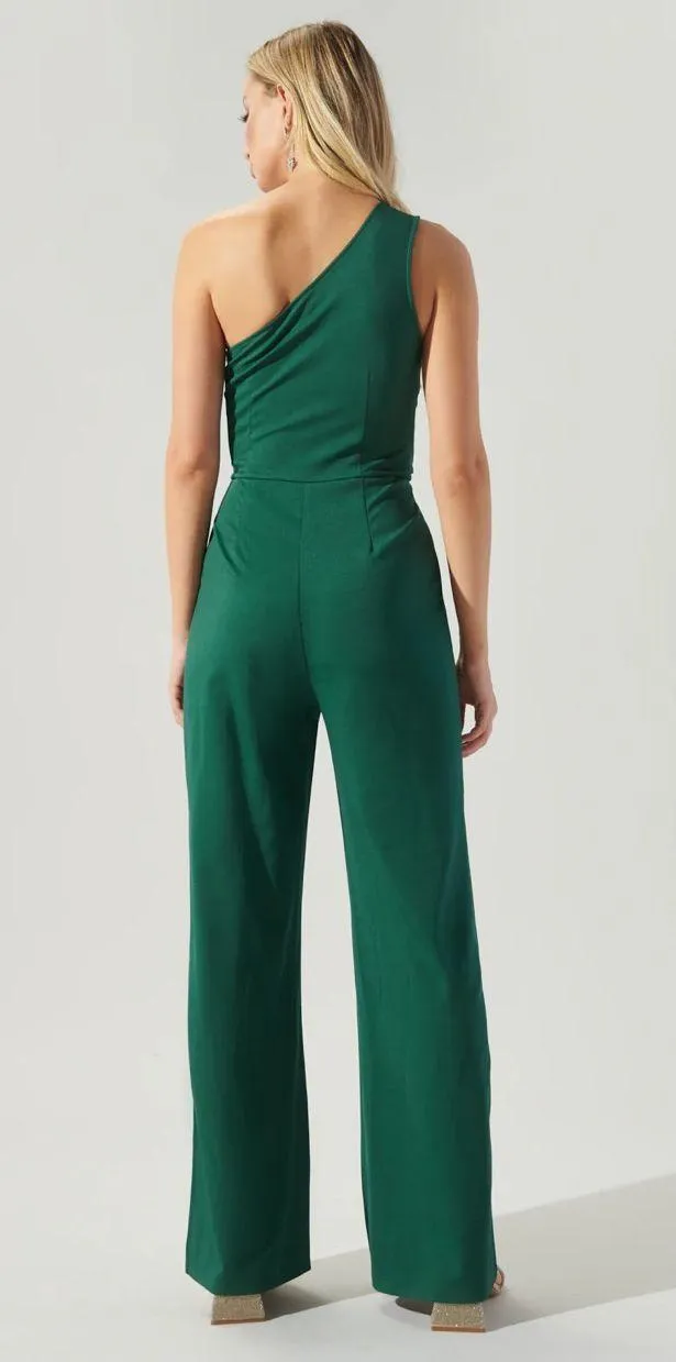 Sugarlips Green Kimmi One Shoulder Split Leg Jumpsuit - Image 3