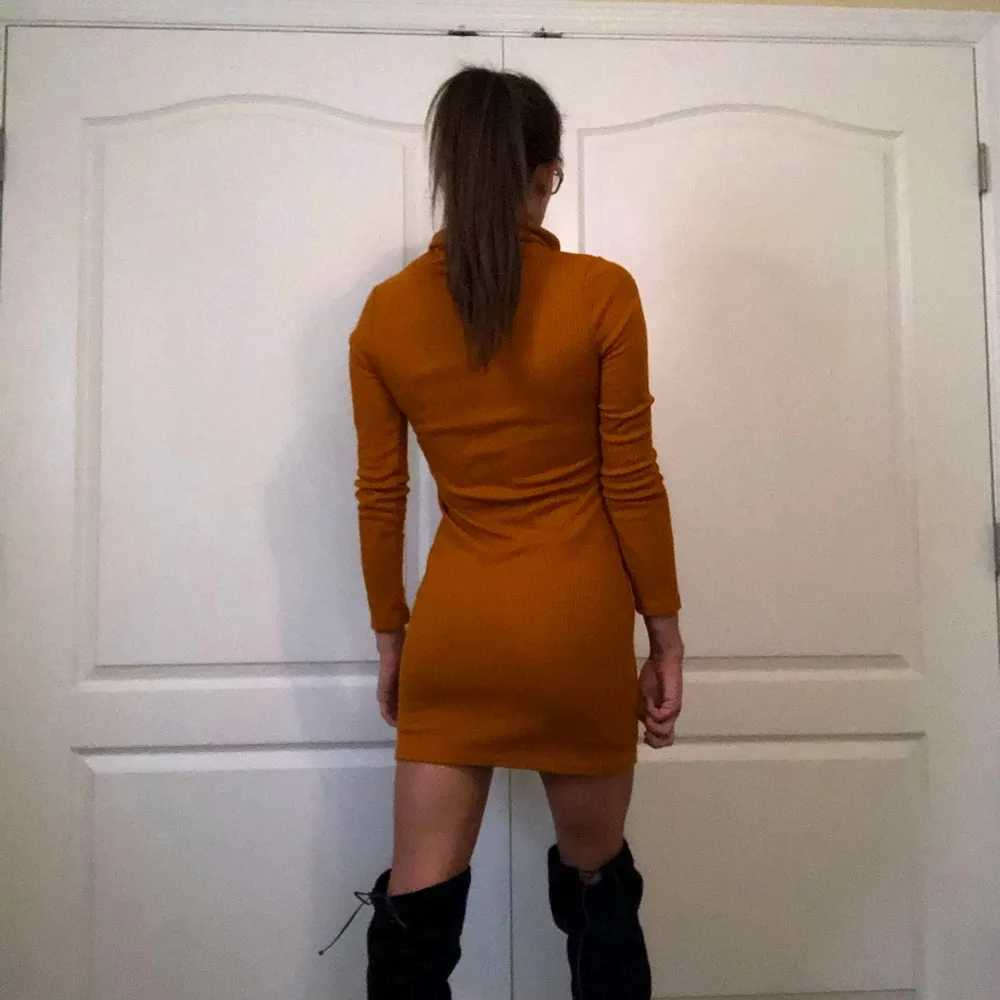 Orange turtleneck mini-dress - Image 2