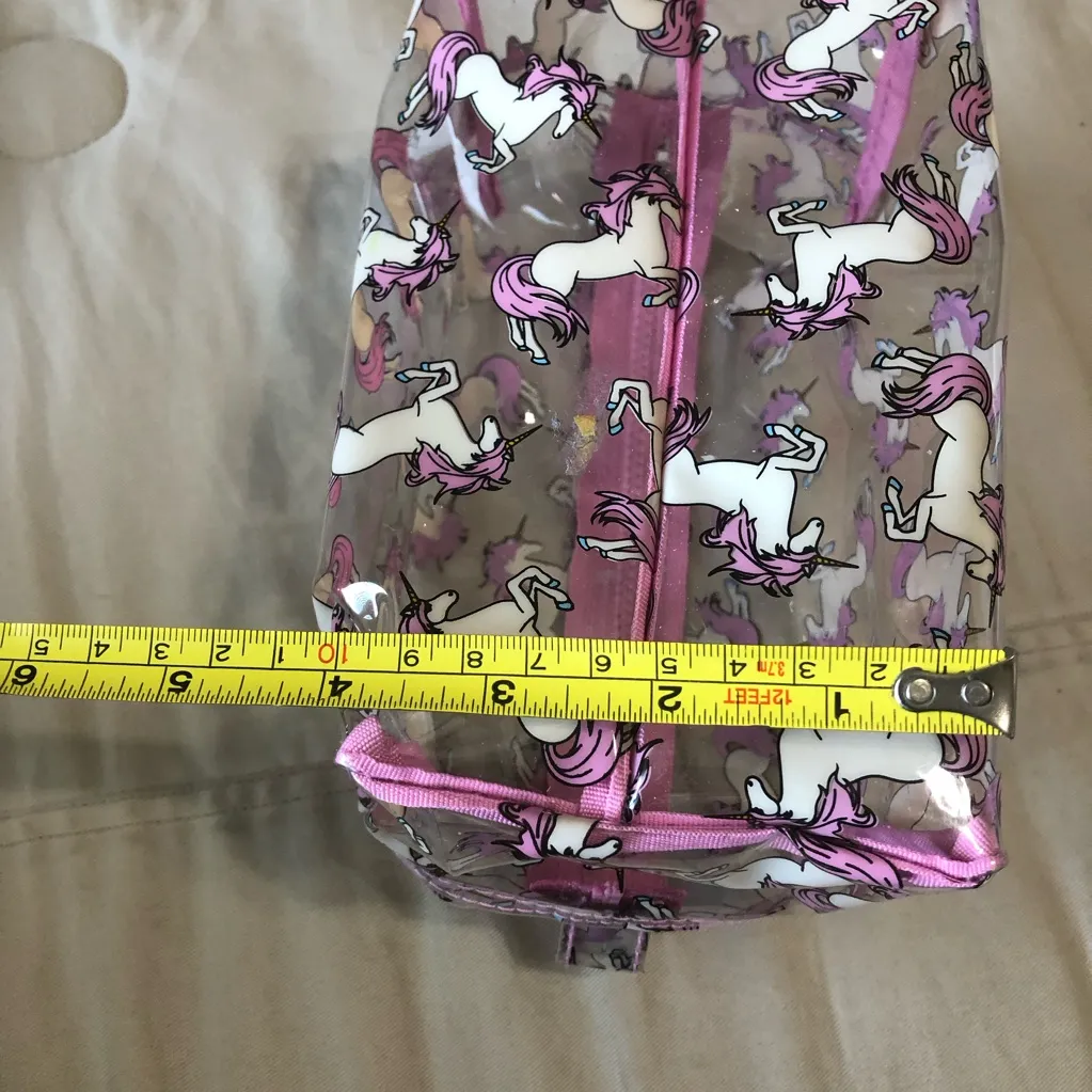 Unicorn Print Clear Cosmetic Bag Pink - Image 11