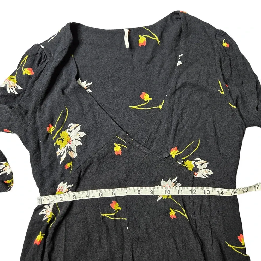 Free People Time On My Side Black Floral Wrap Dress - Image 6