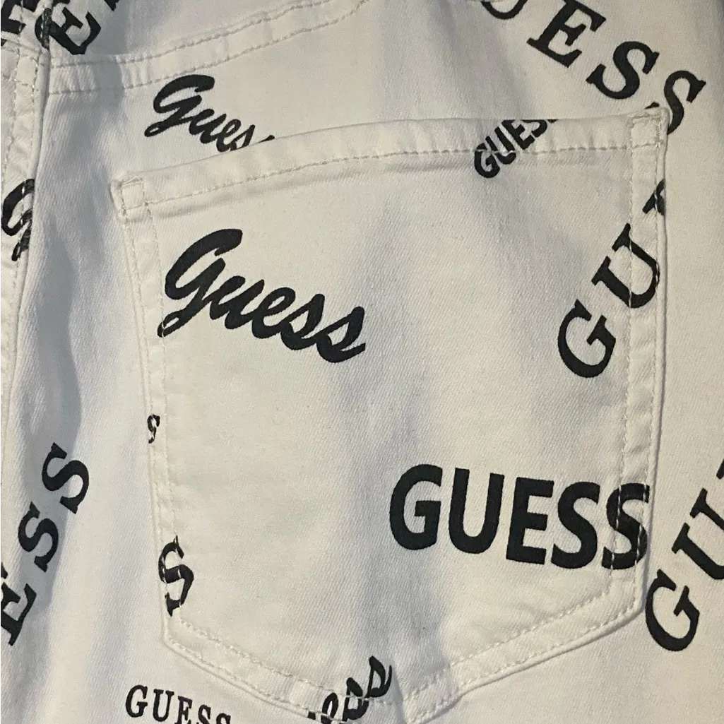 Guess White and Black Logo Jeans - Image 4