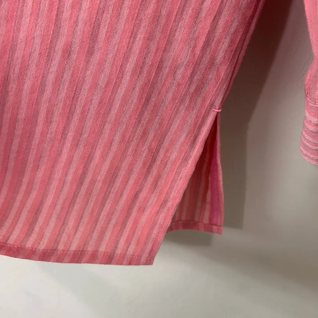 Fridaze Pink Linen Striped Button Up Top Sz L Size L - Image 7