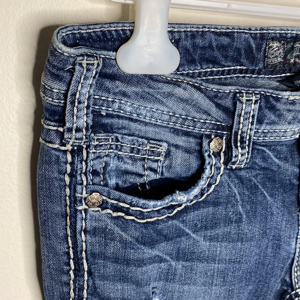 Silver Jeans Aiko Bootcut low rise jeans with shiny lace embroidered pocket 27 - Image 5