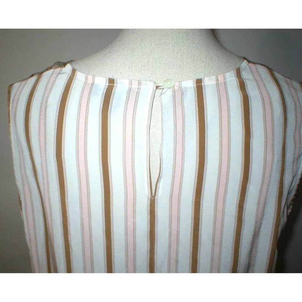 NWT $278 Worth New York Womens 12 Blouse Top Designer Silk Pink Brown White Work - Image 4