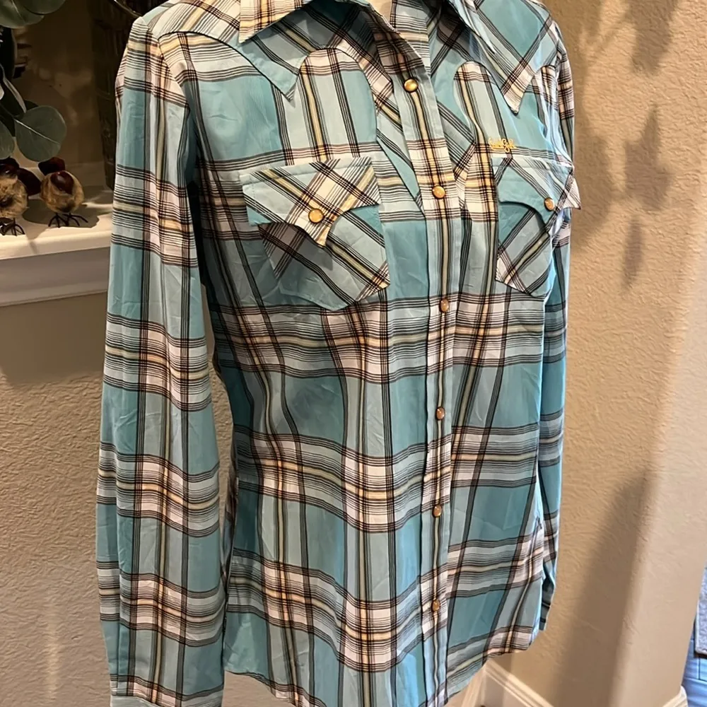 Cruel Girl Snap Button Long Sleeve Western Shirt Size L - Image 2