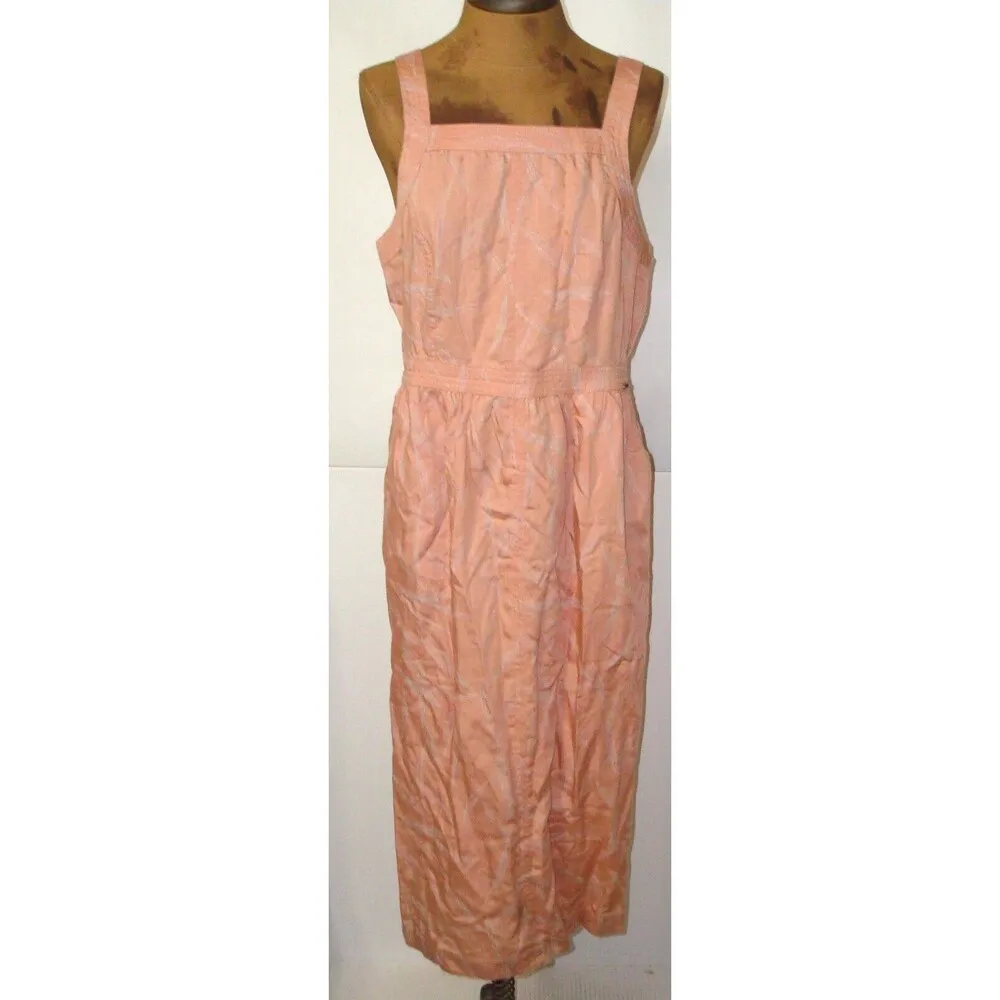 New Womens NWT PrAna M Sun Drifter Dress Peach Apple Blossom Leaves Pockets Zip - Image 5