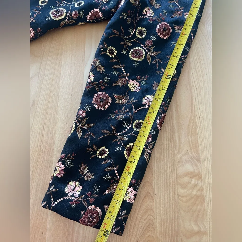 Rare Vintage Anage Wearable Art Embellished Floral Sequin Jacket Black Brown Size XL - Image 11