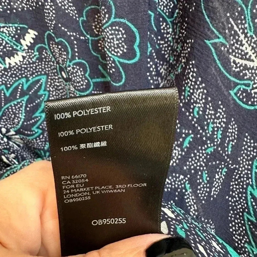 Anthropologie | Blue Green Teal Sheer Bohemian Long Sleeve Ruffle Blouse Size M - Image 12