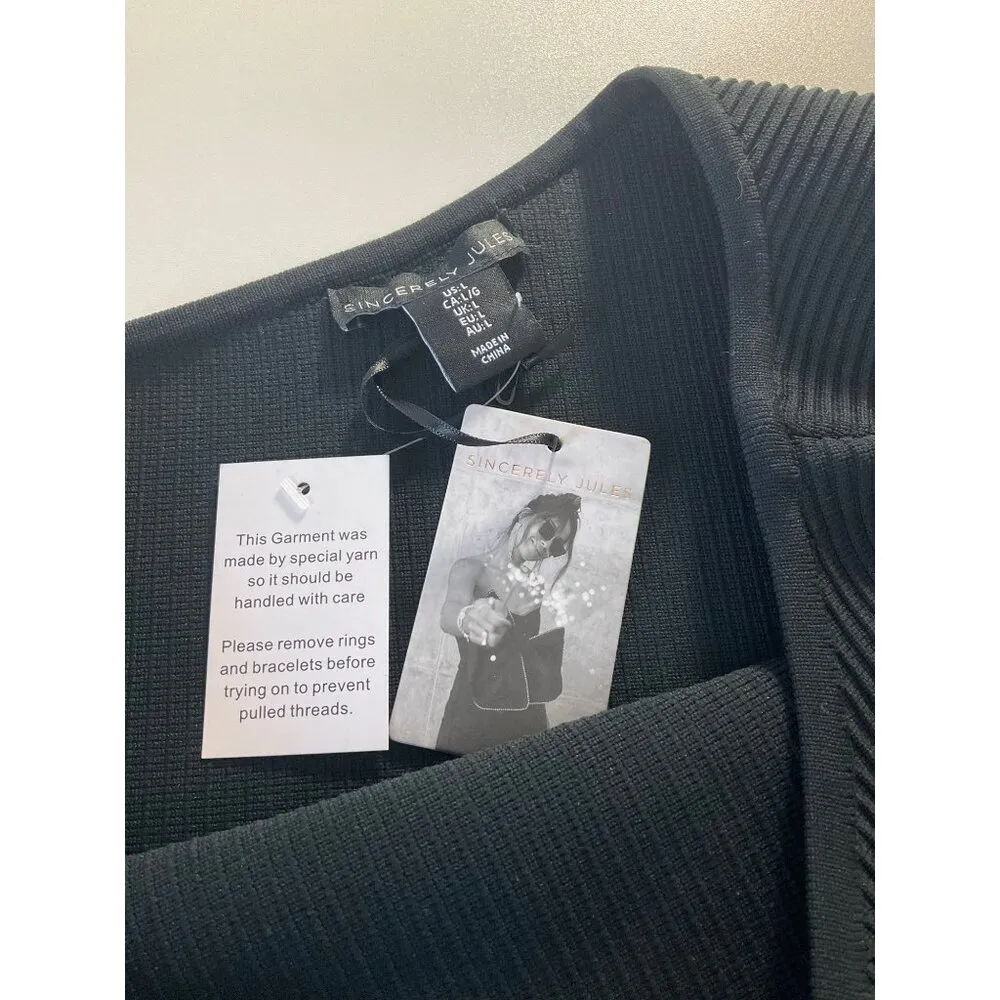 One-Shoulder Ribbed Knit Dress By Sincerely Jules Bodycon short classic party L - Image 6