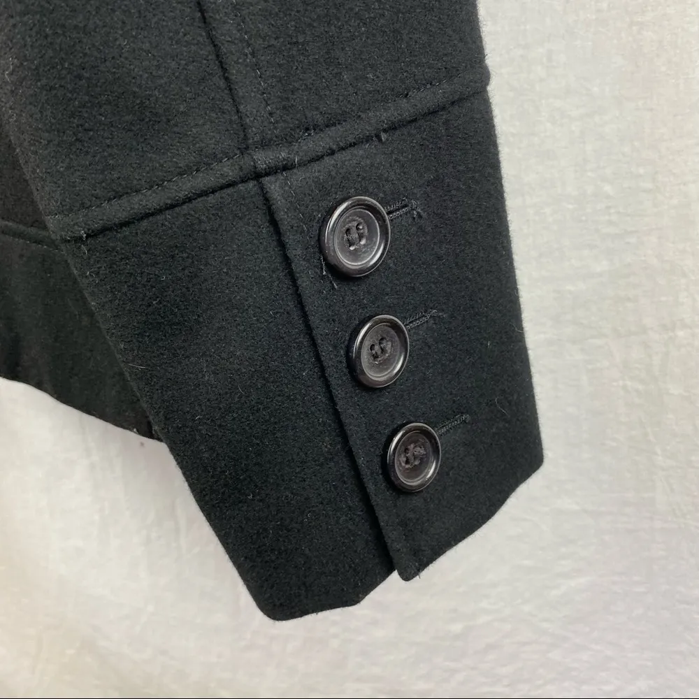 Guess Wool Blend Black Double Breast Button Up Pea Coat L - Image 3