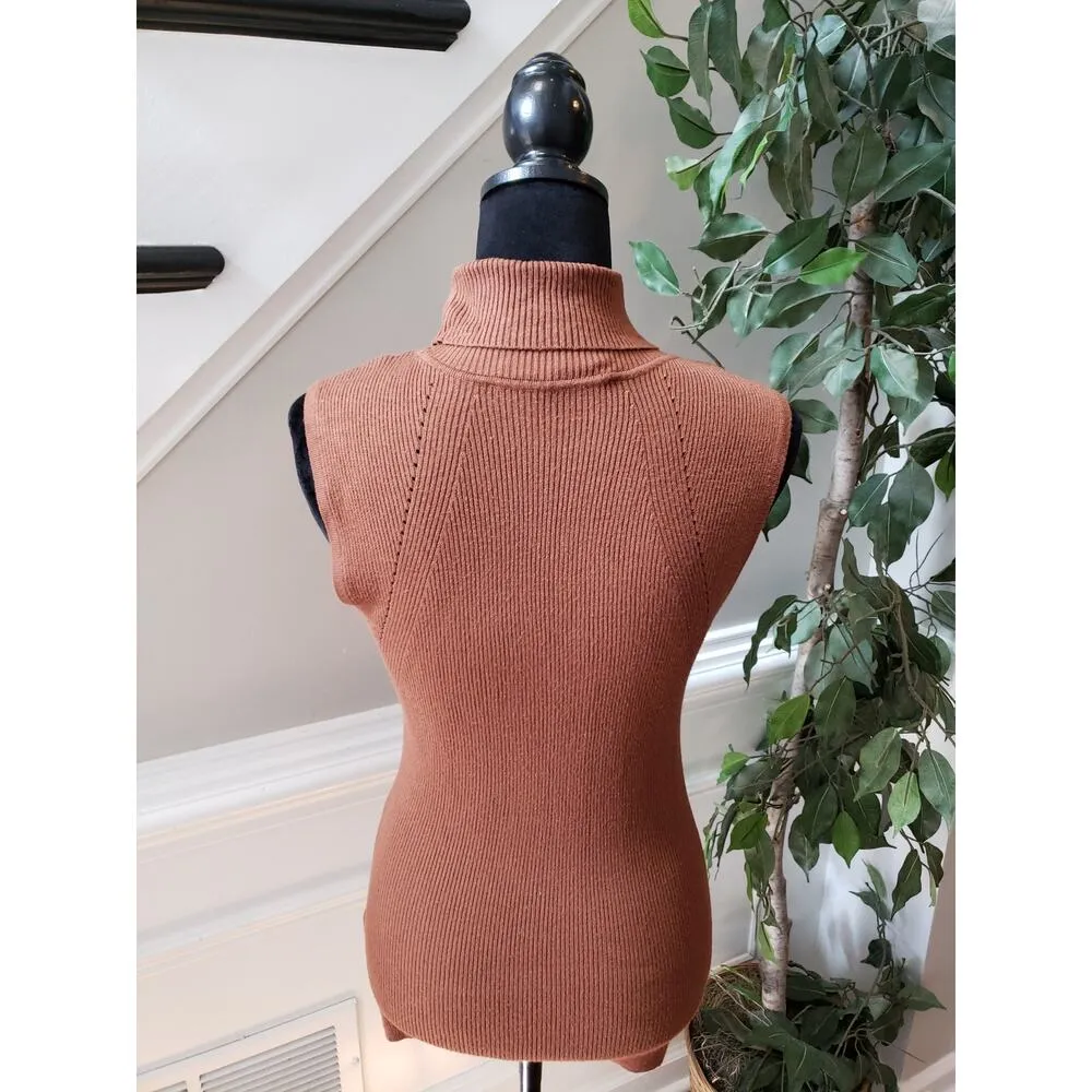 White House Black Market Sweater Women Medium Sleeveless Turtle Neck Pullover - Image 6