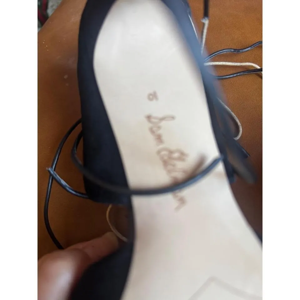 Sam Edelman Black Suede Pointed Toe Lace Up Stiletto Heels Women size 10 - Image 3