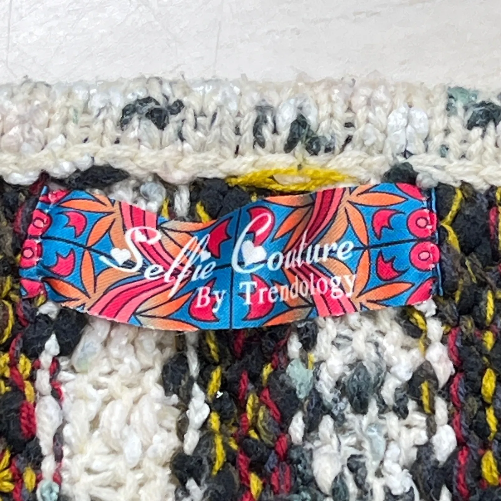 Selfie Couture Trendology Knit Fringe Poncho Sweater XS/S Bohemian Multicolor - Image 2