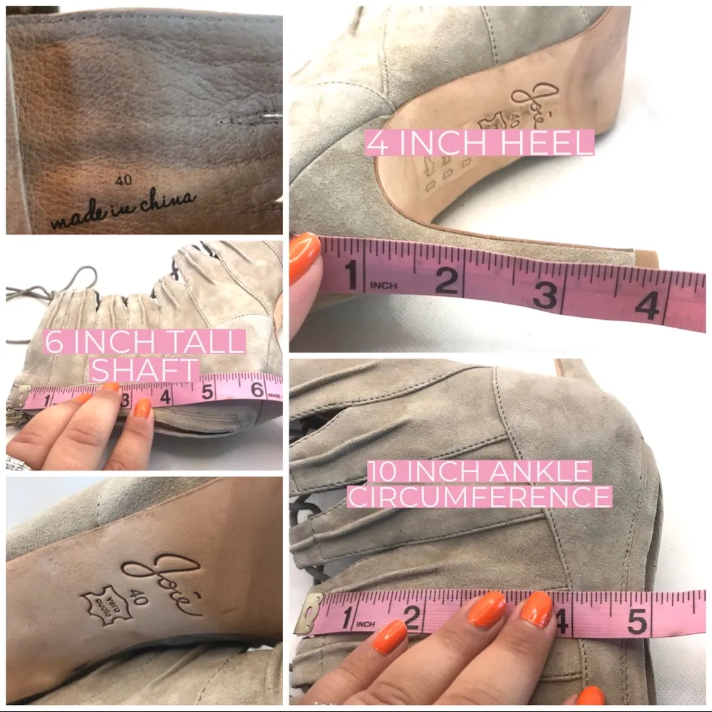 JOIE "ANJA" TAUPE SUEDE LACE UP GLADIATOR STILETTO HEEL SHOES (40) - Image 13