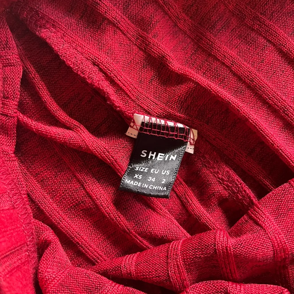 SHEIN Red Maxi/Midi Ribbed Pencil Skirt SZ XS Casual Flowy - Image 8