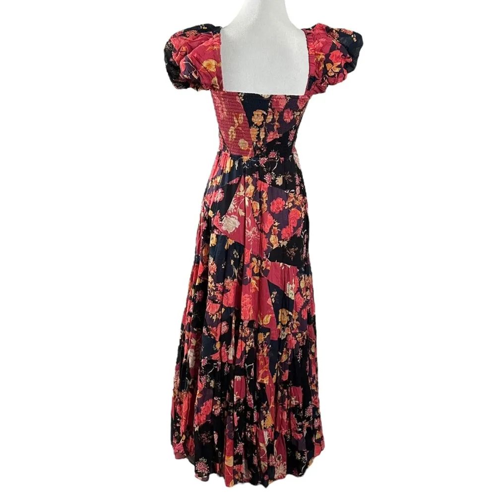 Free People Bohemian Sundrenched Short Sleeve Maxi Dress Red Floral NWT Ruffle - Image 12
