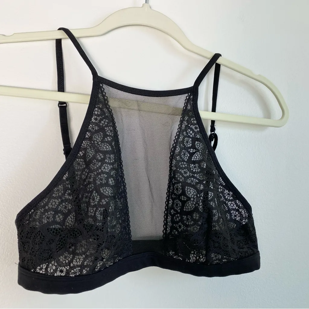 Victoria’s Secret Dream Angels Bralette Black Lace Mesh Sheer Bra Size Small - Image 2
