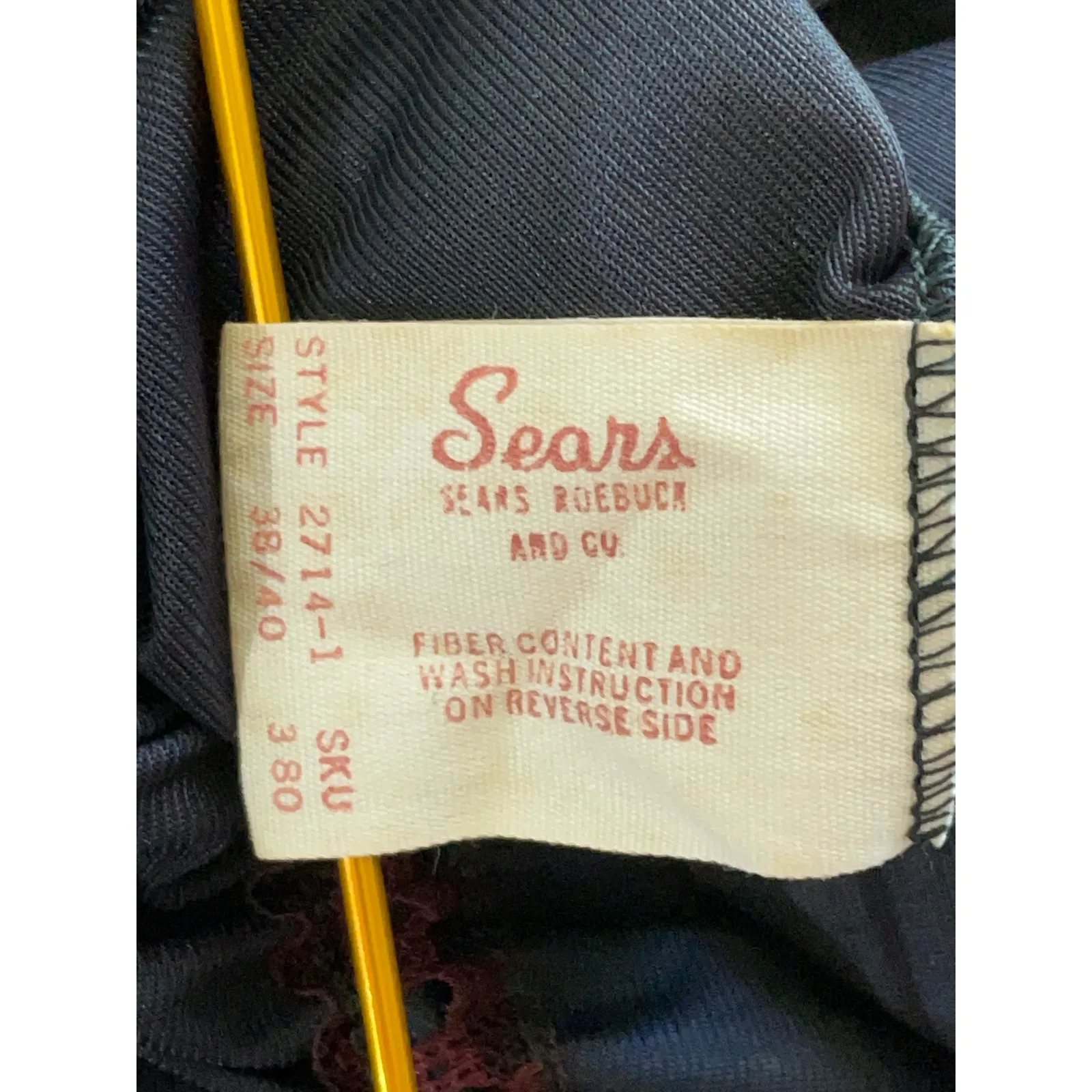 Sears Vintage Black V Neck Open Side Cinch Waist Night Gown SIZE 38/40 Large - Image 7