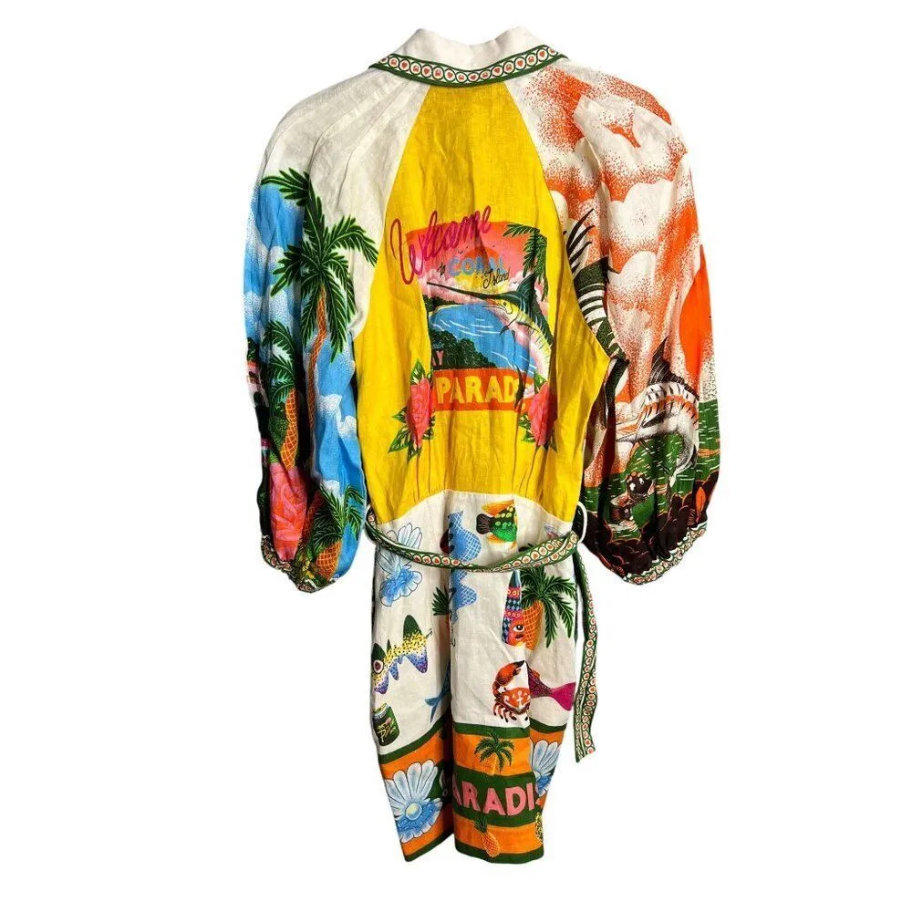 NWT ALÉMAIS Paradiso Linen Mini‎ Dress Size 2 White - Image 8