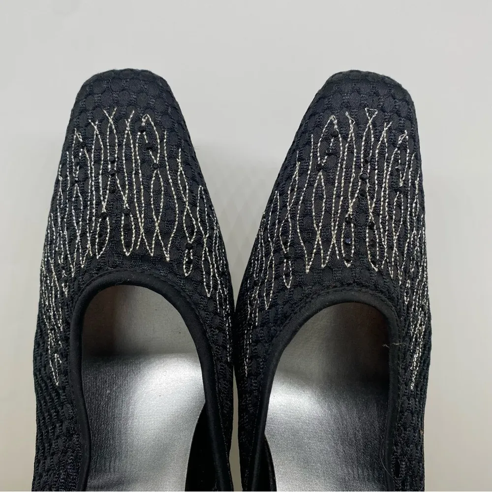 Wild Rose Womens Vintage Black Heel Shoes Size 8.5 Fishnet - Image 6