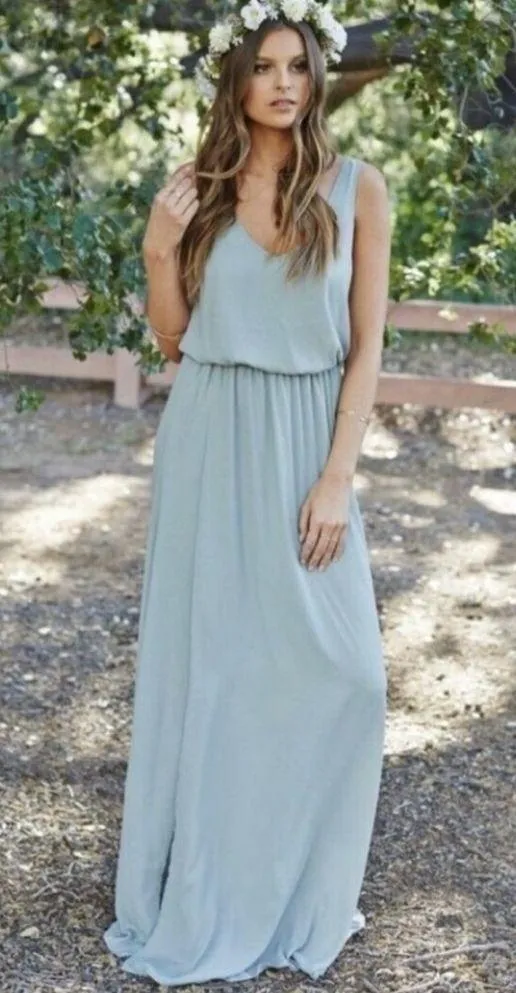Show me your MuMu split Maxi dress SMALL sage Bridesmaid sleeveless - Image 3