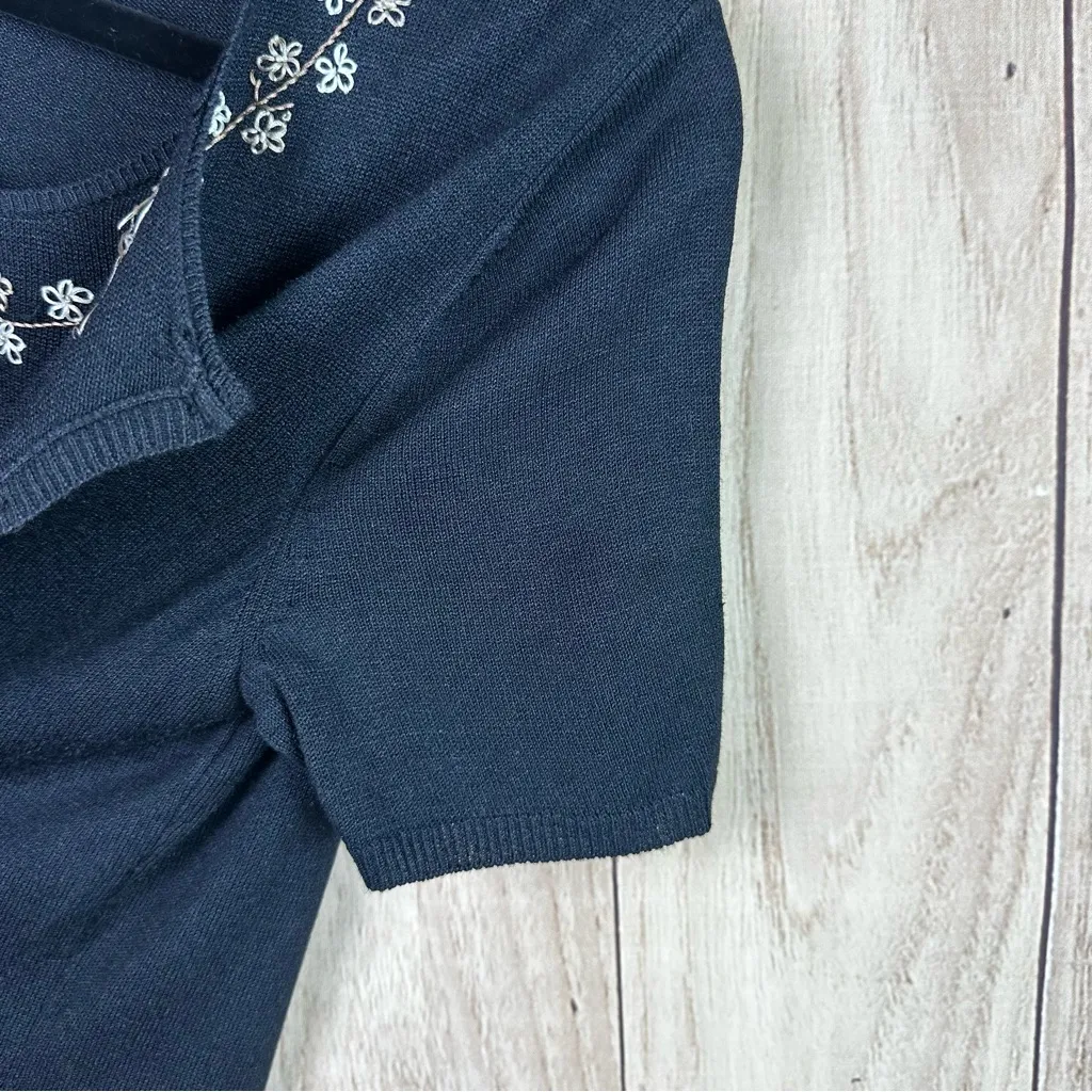 Norton McNaughton Black Embroidered Blouse 100% Silk - Image 6