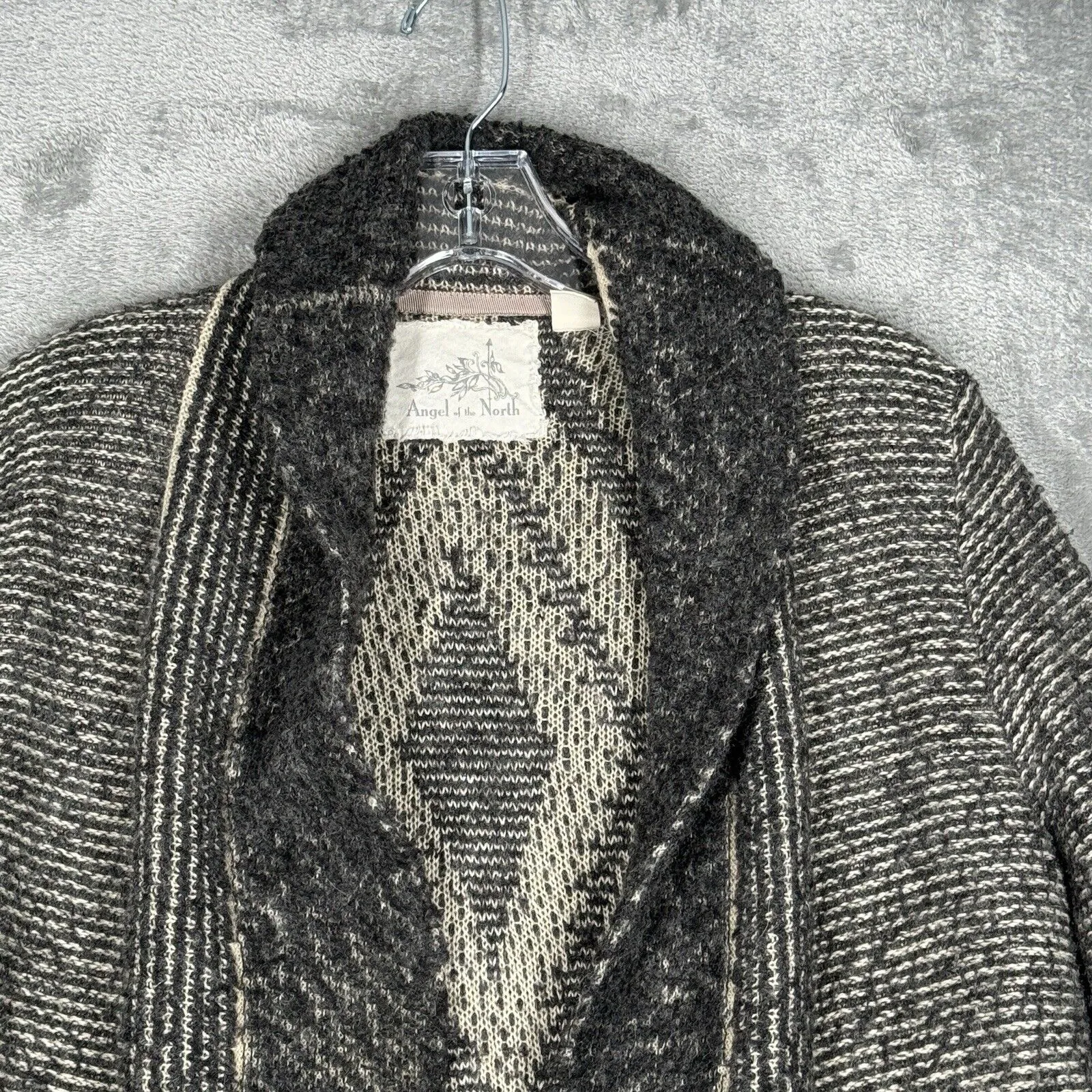 Angel of the North Sweater‎ Womens Medium Gray Black Textured Cardigan Bohemian - Image 4