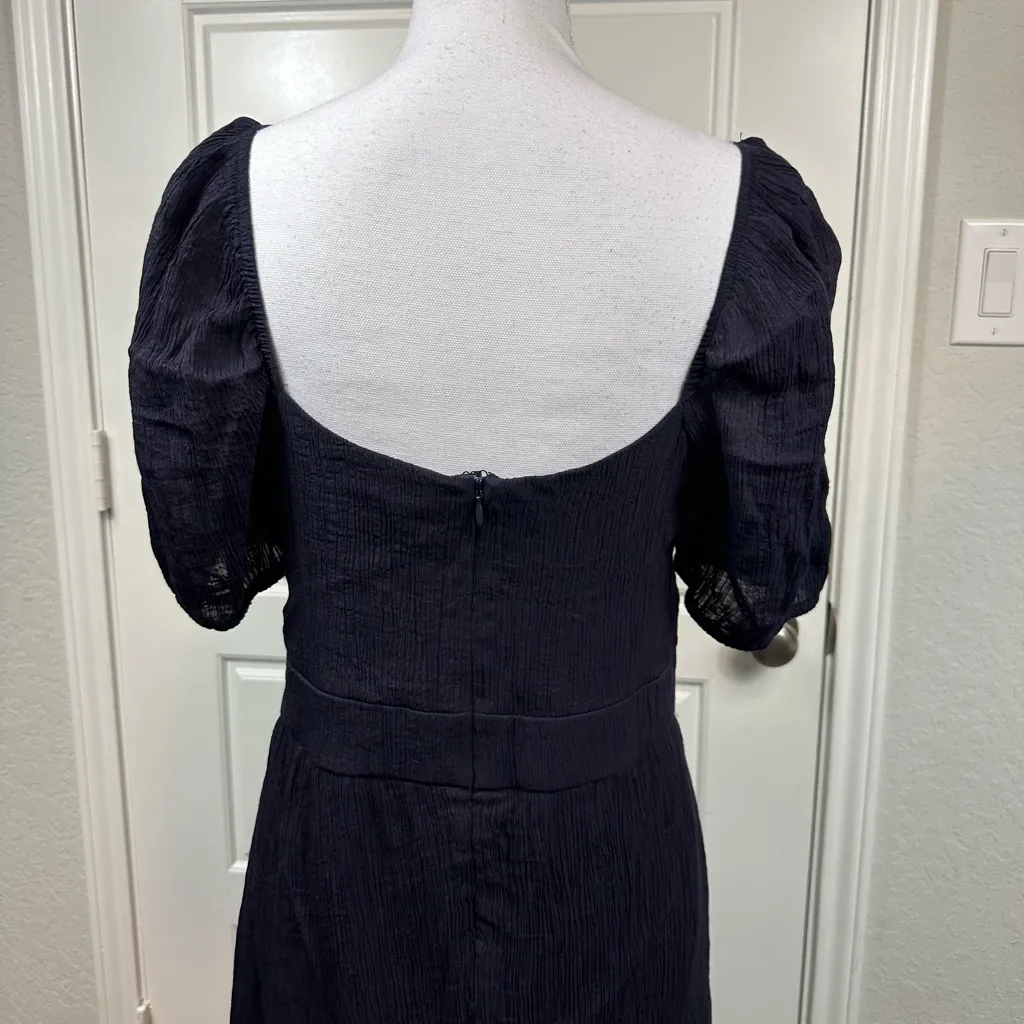 Lulus Simply a Sensation Dark Navy Blue Puff Sleeve Cottagecore Boho Midi Dress - Image 5