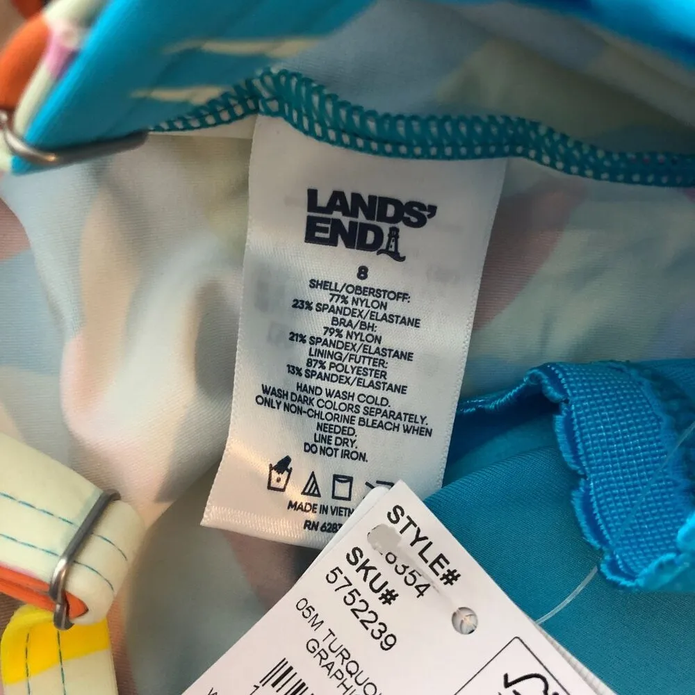 Lands End Chlorine Resist Tie Front Underwire Tankini Top Adjustable Straps 8 - Image 4