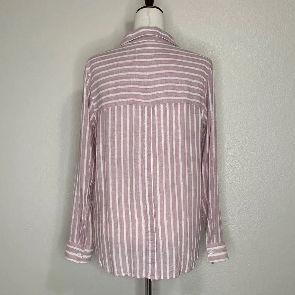 Rails Linen Blend Sydney Stripe Button Down Shirt, Sz Small - Image 7