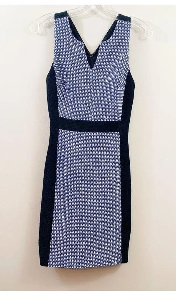 Anthropologie 4C Jacquard Tweed Navy/White Sleeveless A-Line Dress - Image 9