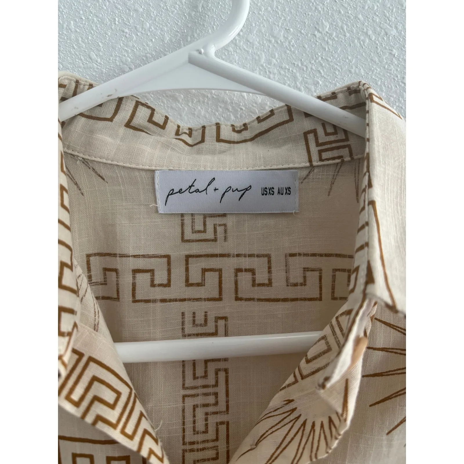 Petal and Pup Button Down‎ Womens XS Cream Sun Oversized Cotton Resort Luxury - Image 3