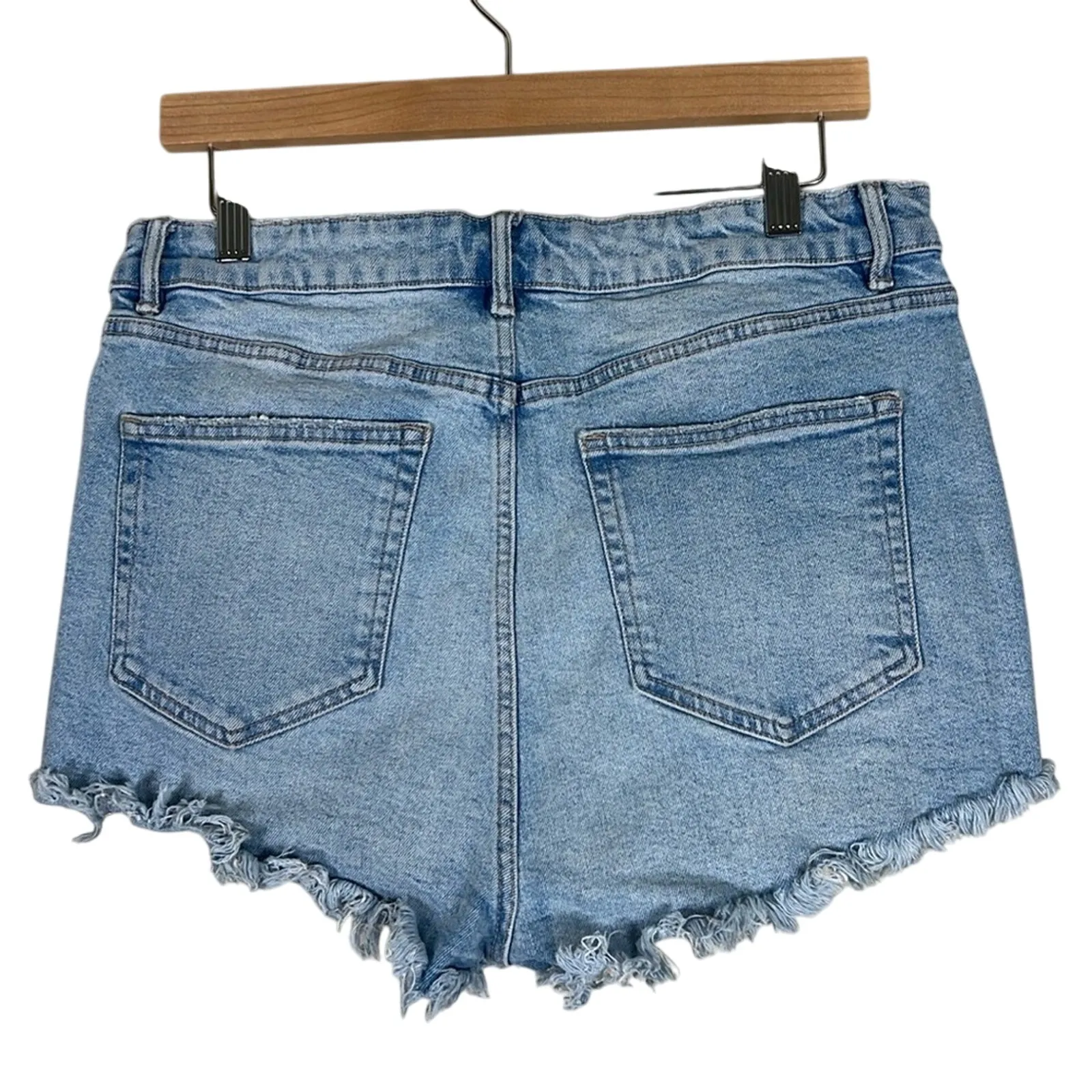 Zara Jean Shorts Womens 12 Light Wash Denim Distressed Cutoff Daisy Dukes - Image 2