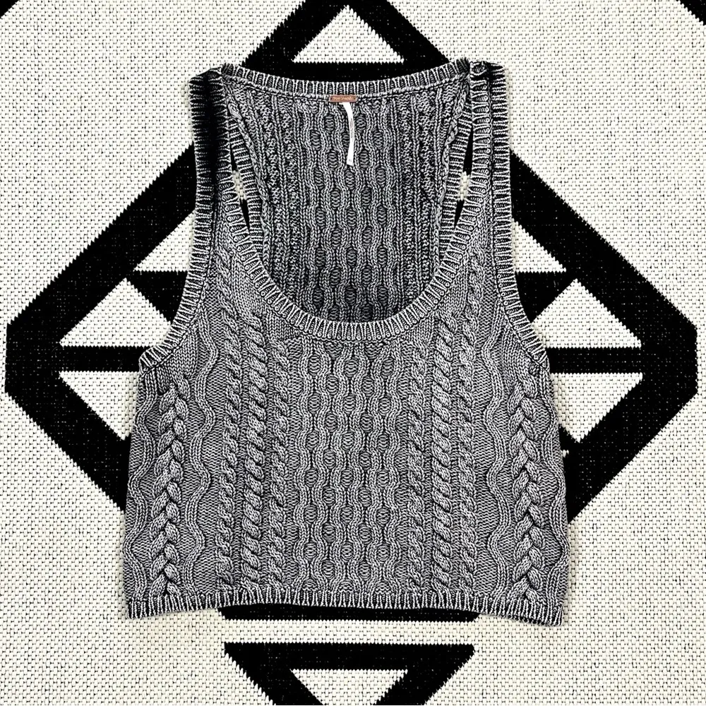 Free People High Tide Cable Knit Scoop Neck Sweater Tank Top XS - Image 7