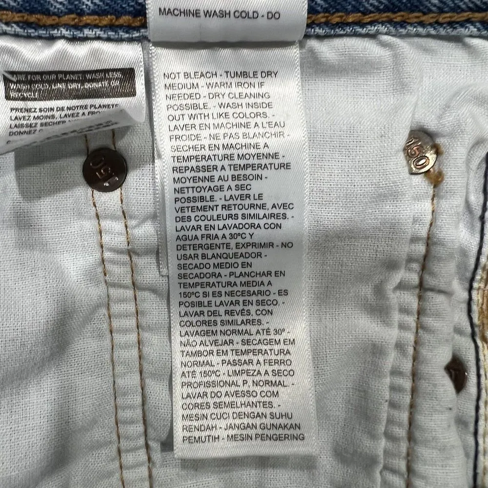 Levis Size 27 501 150 Pieced Shorts Original High Rise Denim Distressed Blue - Image 12