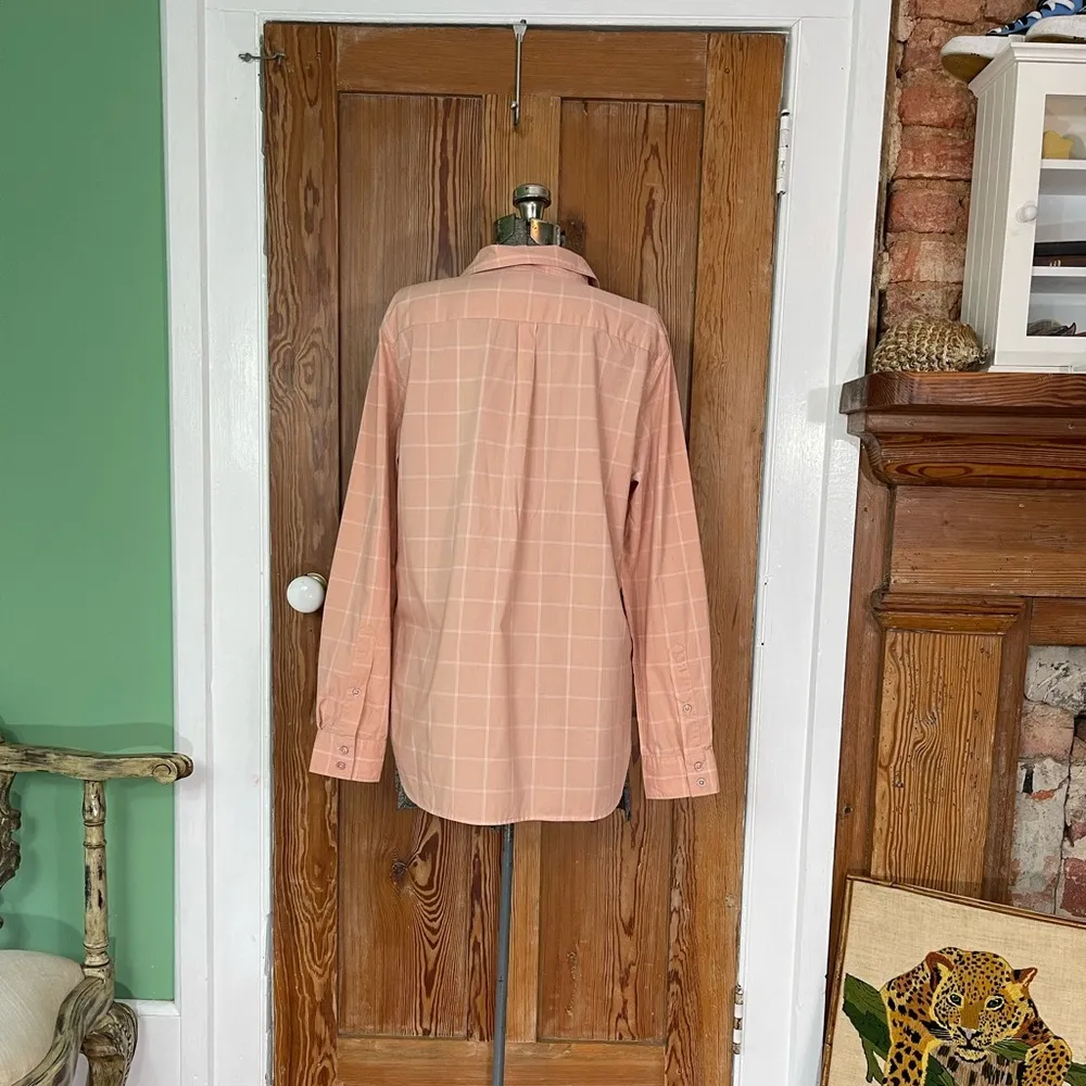 Garnet Hill Easy Essential Organic Pima Cotton Windowpane Plaid Shirt ~ Size 12 - Image 2