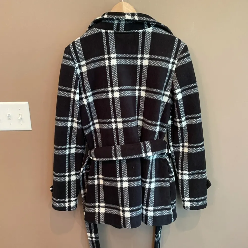 Ike Behar Fleece Check Print Peacoat Black White‎ S - Image 7