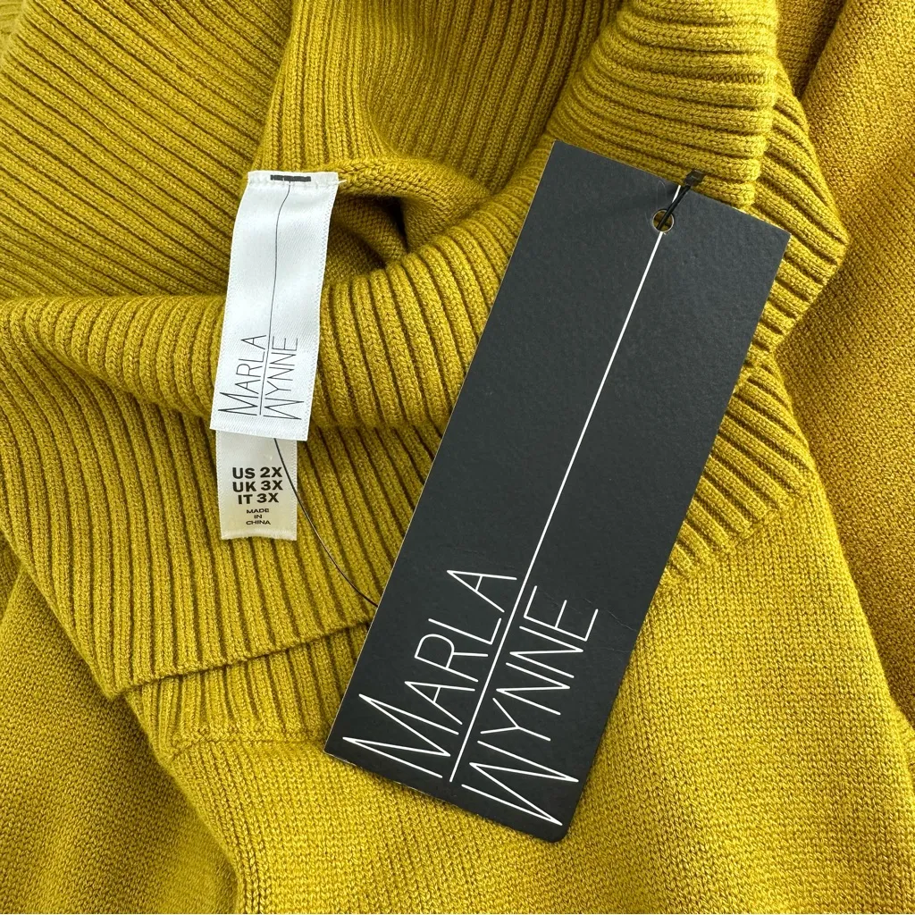 MarlaWynne Mustard Yellow Oversized Sweater size 2X Turtleneck NWT Pocket - Image 11