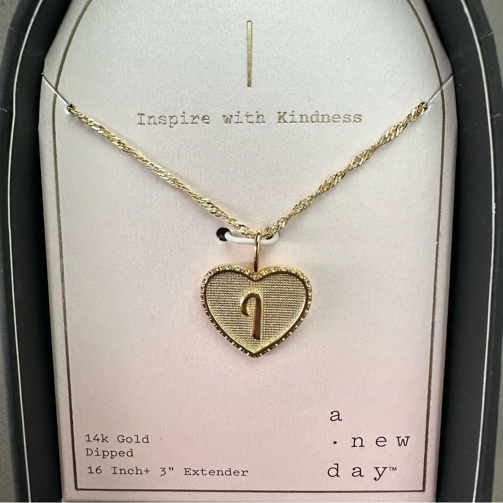 a New Day 14K Gold Dipped Initial Heart I Pendant Necklace Gold - Image 3